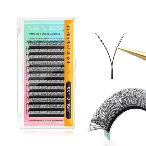 Miniatura 39 de Suministros de extensiones de pestañas NAGARAKU yy, pestañas falsas 0.05mm rizado D, bandeja mixta 8-12mm, prefabricadas 4D, abanico fácil, volumen