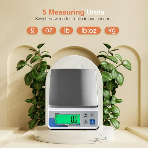 Miniatura 2 de Polit Báscula digital de cocina KT-66 de 30 libras/28.7 lbs Báscula de precisión de alimentos de 0.05 oz/1 g con pantalla LCD, batería