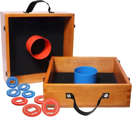 Miniatura 8 de GSE Games & Sports Expert Juego de lanzamiento de arandelas de madera premium con 8 arandelas con abridor de botellas para adultos y familia. Juego