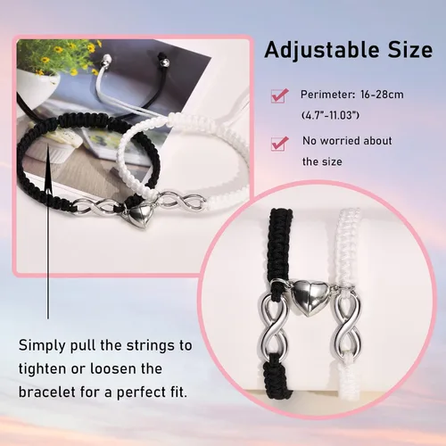 Miniatura 5 de MPRAINBOW Pulsera personalizada a juego para parejas, con nombre personalizado, palabras de promesa, grabadas, pulseras de relación de atracción