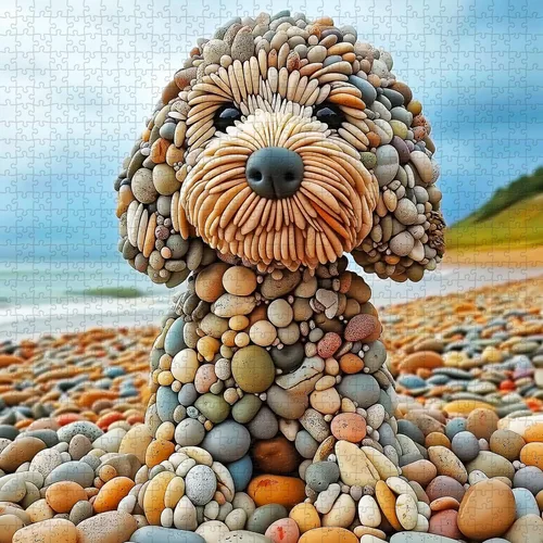 Miniatura 2 de PICKFORU Divertidos rompecabezas de perro de 1000 piezas para adultos, rompecabezas de perro guardián de playa de verano, interesante tema