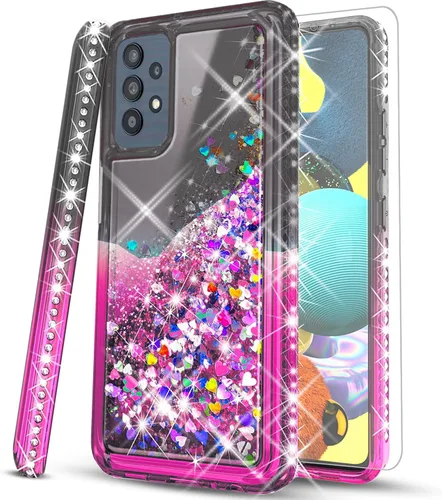 Miniatura 9 de STARSHOP Funda compatible con Samsung Galaxy A72 5G, con [protector de pantalla de vidrio templado incluido] Liquid Bling Sparkle Flotante Glitter