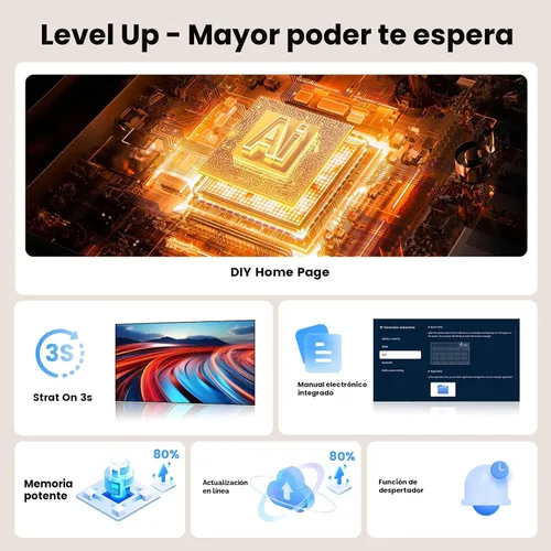 Miniatura 3 de Proyector para exteriores 4K con WiFi y Bluetooth: [3000 brillo/50W DoIby/aplicaciones integradas] Proyector portátil Smart OS 2.0 y enfoque negro