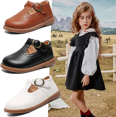 Miniatura 2 de DADAWEN - Zapatos de correa de vestir planos para niña, clásicos, para usar con el uniforme escolar