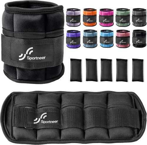 Sportneer Juego de pesas de tobillo ajustables, 1 par, de 2, 4, 6, 8 y 10 libras, correas para el peso de las piernas para mujer, hombre, niños,