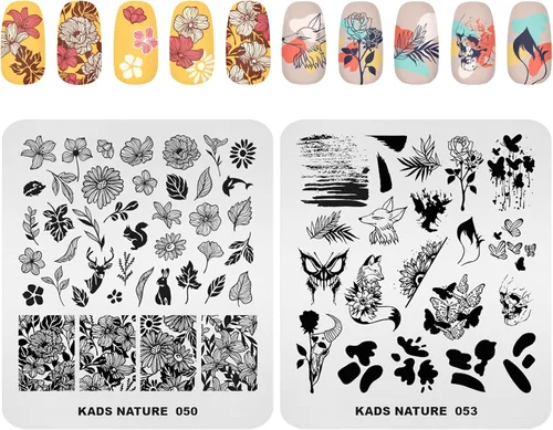 Miniatura 3 de KADS 10 piezas de placas de estampado de uñas, plantillas de arte de uñas, herramienta de bricolaje, corazón, conejo, flor, helado, parapente