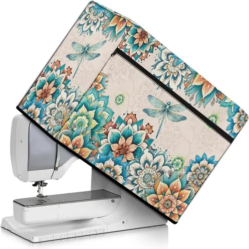 Miniatura 17 de Mumeson Cubierta antipolvo para máquina de coser de gatos negros con flores, para la mayoría de máquinas de coser estándar, plegable, duradera