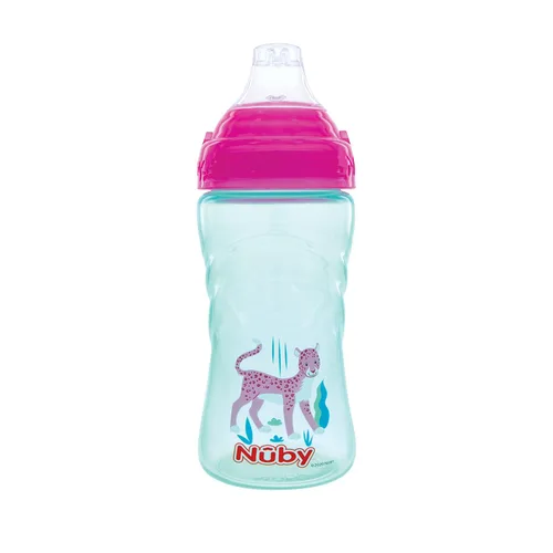 Miniatura 4 de Nuby Paquete de 2 Vasos Deportivos Sin Derrames Impresos Thirsty Kids No-Spill Sip-it con Boquilla Suave y Tapa - 12 oz, 12+ Meses, Paquete de 2