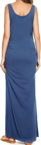 Miniatura 4 de Smallshow Vestido de maternidad largo dividido para mujer, ropa de embarazo fruncida