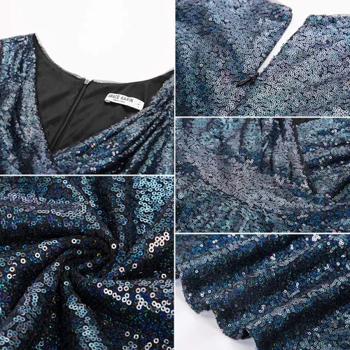 Miniatura 4 de GRACE KARIN Vestido de cóctel para dama de honor, sin mangas, con cuello en V para mujer