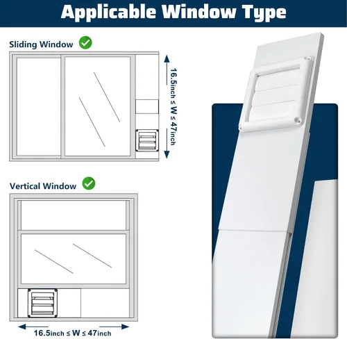 Miniatura 3 de Kit de ventana de ventilación de secadora para manguera de ventilación de secadora de 4 pulgadas de diámetro, kit de ventilación ajustable