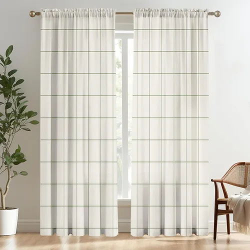 Miniatura 14 de Cortinas negras y rojas para sala de estar, 63 pulgadas de largo, cortinas geométricas modernas, blancas y grises, cortinas abstractas con bolsillo