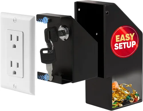 Elder Welder® Caja fuerte de pared oculta con toma eléctrica | Placa de pared 100% real incluida | Fácil de instalar | Caja fuerte oculta para