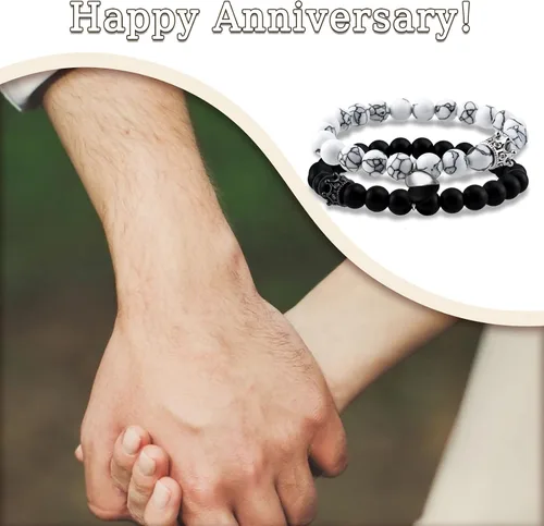 Miniatura 4 de Pulseras de amor a juego para novio y novia, pulseras a juego para parejas, regalos de relación a larga distancia con tarjeta de aniversario