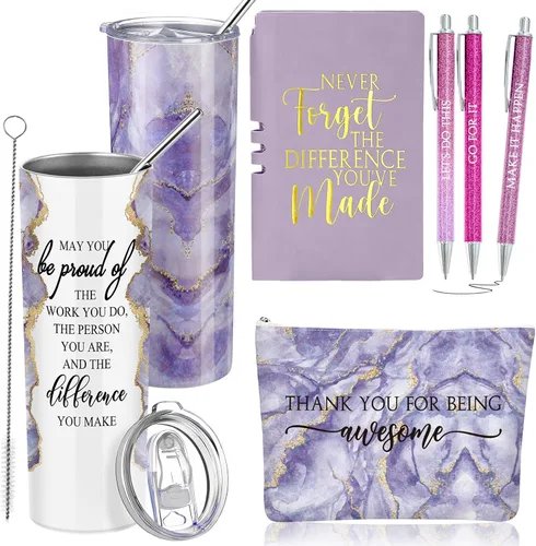 Miniatura 9 de Domensi Juego de 6 Piezas de Regalo de Agradecimiento para Empleadas Mujeres Regalo de Navidad de Agradecimiento May You Be Proud Vaso Térmico de 20