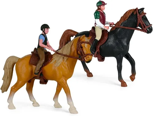 Miniatura 2 de Hiawbon Figuras de equitación de personas realistas para montar a caballo, figura de acción de plástico para jinete de caballos para animales