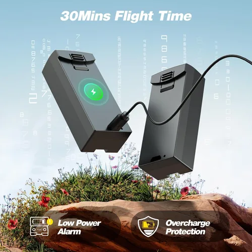 Miniatura 6 de DEERC Dron con cámara 1080P, D20S Mini drones FPV para niños, adultos y principiantes; cuadricóptero plegable RC con motor sin escobillas, 2
