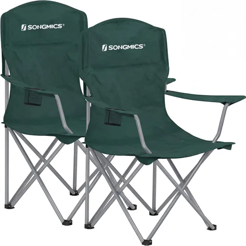 Miniatura 13 de SONGMICS UGCB08BK - Paquete de 2 sillas plegables de campamento, capacidad de 330 libras, con soporte para tazas, estructura resistente, para Negro