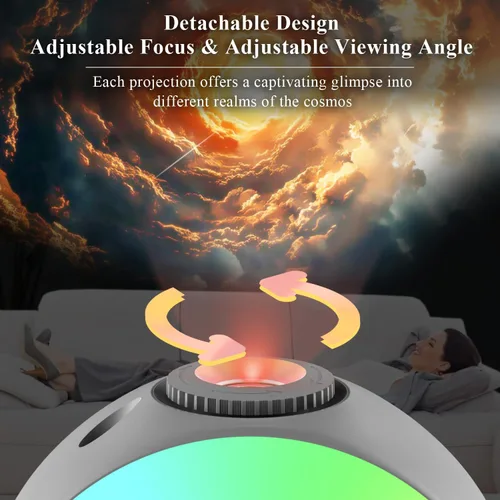 Miniatura 4 de Proyector Galaxy Pro para dormitorio, proyector de estrellas planetario 13 en 1, luz nocturna con temporizador y ruido blanco, control remoto, reloj