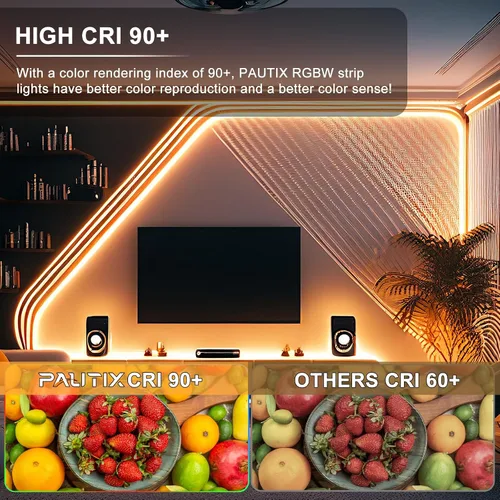 Miniatura 6 de PAUTIX Tira de luz LED COB, RGB+WW/CW 20 pies/20.0 ft, temperatura de color ajustable RGB+CCT 2700K-6500K, cinta de luces cambiantes de color DC24V