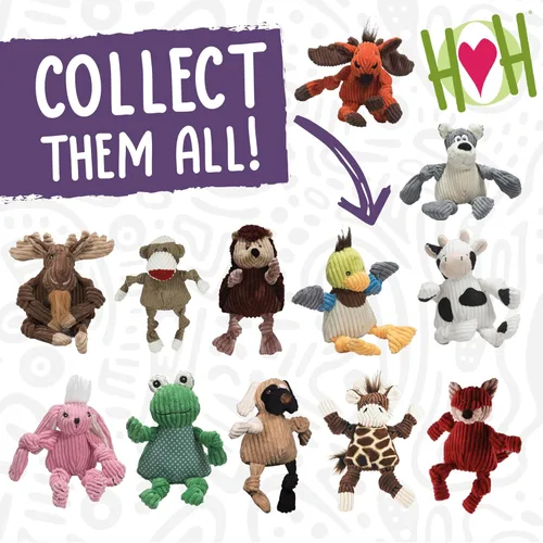 Miniatura 8 de HuggleHounds Knottie Juguete de Peluche para Perros - Juguete de Animal de Peluche para Perros, Juguetes para Cachorros, Juguete Chirriante