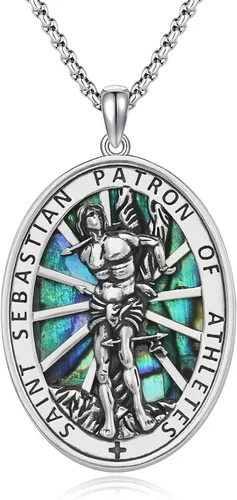 Miniatura 573 de Collar de plata de ley 925 con medalla de San Patrón, colgante de protección católica, amuleto, joyería religiosa para hombres y mujeres
