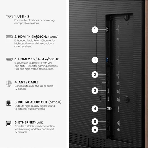 Miniatura 14 de Hisense Hi-QLED S7 CanvasTV Series 4K UHD Google Smart Art TV de 50 pulgadas (50S7SG, 2026 nuevo) - Modo artístico, panel antirreflejo, Dolby Vision