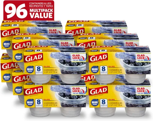 Miniatura 14 de Glad GladWare Entree - Recipientes de almacenamiento de alimentos con tapas, plástico cuadrado mediano sin BPA para preparación de comidas