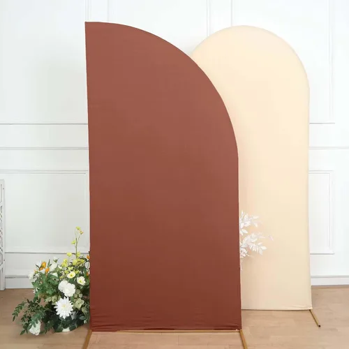Miniatura 247 de Efavormart - Juego de 4 fundas de elastano beige para arco de media luna, fundas de telón de fondo Chiara de 2.5 pies a 7 pies para escenarios