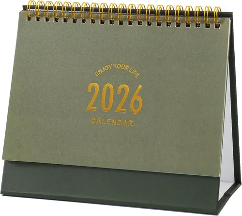 Miniatura 13 de Calendario de escritorio pequeño 2026-2027, calendario de escritorio abatible de pie de enero de 2026 a junio de 2027, calendario mensual de Rosa