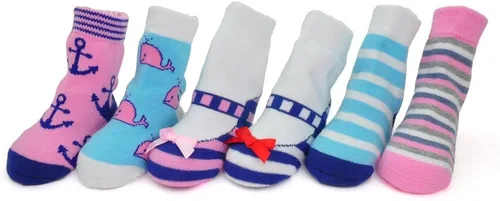 Miniatura 2 de Cute Girl - Juego de 6 pares de calcetines para bebé, diseño náutico, preppy orgánico, recién nacido