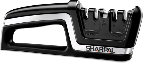SHARPAL 104N afilador profesional 5 en 1 para cuchillos y tijeras, herramienta de afilado para cuchillas rectas y serradas, repara y afila cuchillos