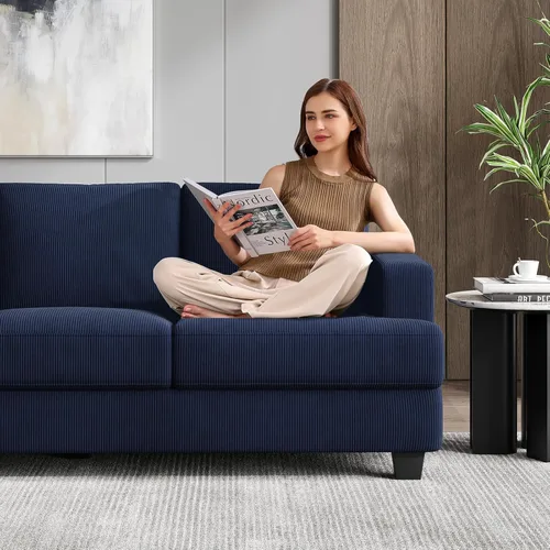 Miniatura 7 de COPIAE Sofá de 226 cm con asientos extraprofundos, sofá de 3 plazas para sala de estar, sofá moderno y cómodo, con apoyabrazos y asientos y Azul