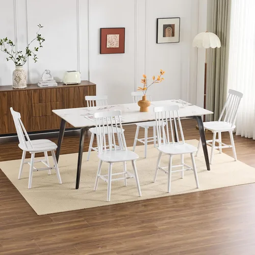 Miniatura 10 de Juego de 2 sillas de comedor negras, juego de 2 sillas de comedor de madera, sillas de comedor de madera, husillo lateral de granja, sillas Windsor