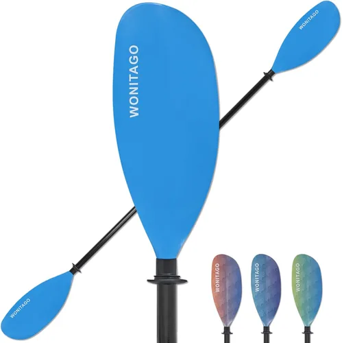 Miniatura 13 de Remo de kayak con eje de fibra de vidrio y hoja de nailon reforzado, remos de kayak ajustables, 3 piezas, 90.6-98.4 in/90-98 pulgadas, 82.7-90.6