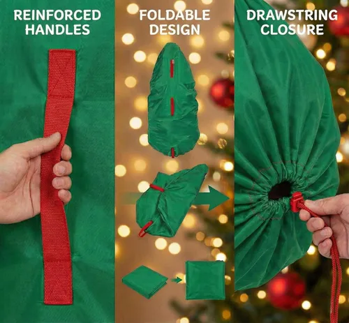 Miniatura 6 de Bolsa de almacenamiento vertical para árbol de Navidad - Se adapta a árboles artificiales de 3 pies de Navidad y topiario, cubierta vertical Verde
