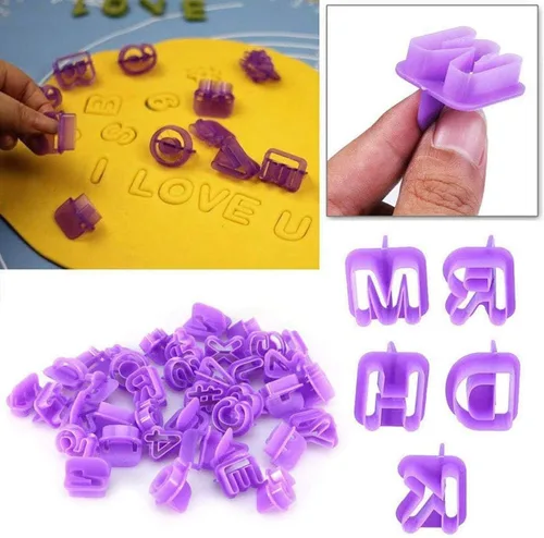 Miniatura 8 de Cortadores de letras de fondant, cortadores del alfabeto, juego de cortador de fondant de letras y números, 40 piezas, moldes de fondants