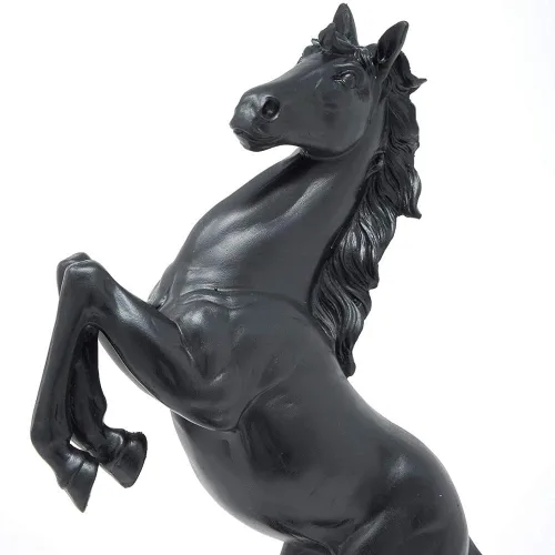 Miniatura 2 de Lependor Estatua de resina de caballo de pie, escultura de caballo de lucha para decoración del hogar, figura de arte, adorno decorativo de Negro