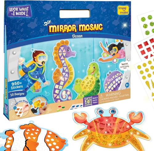 Miniatura 11 de Imagimake Mosaico de espejo - Princesa y unicornio 10 plantillas, más de 950 calcomanías Juego de arte de puntos de bricolaje Kits