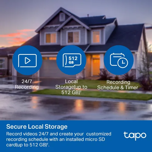 Miniatura 5 de Tapo Cámara Wi-Fi de seguridad con cable 1080P para exteriores, vista de 360°, seguimiento de movimiento, funciona con Alexa y Google Home, visión