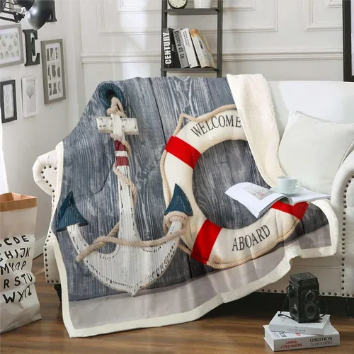 Miniatura 4 de Erosebridal Manta Sherpa de océano marino para niños y niñas, manta de ancla náutica, manta de playa Hawaii de 40 x 50 pulgadas, manta mullida