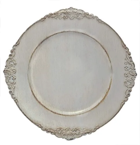 Miniatura 9 de Tiger Chef Platos Base Redondos Vintage Gris Antiguo para Platos, Platos Base de Recepción de Boda para Configuraciones de Mesa, Platos Base