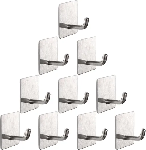Miniatura 9 de Ganchos para Toallas de Baño, Paquete de 6 Ganchos Autoadhesivos para Abrigos, Gancho Resistente para Bata Sin Perforación, Colgador de Ropa Negro 6