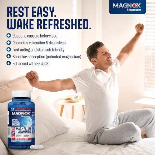 Miniatura 3 de MAGNOX® Suplemento de magnesio de alta absorción con vitaminas B6 y D3 para mujeres y hombres Apoyo para el sueño Una cápsula al día