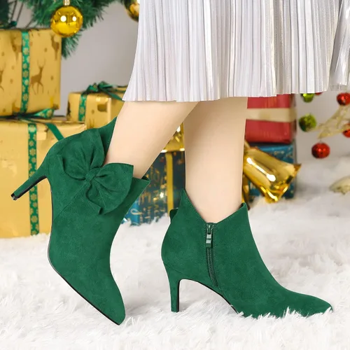 Miniatura 2 de Allegra K Botines de tacón de aguja con cremallera y punta puntiaguda para mujer