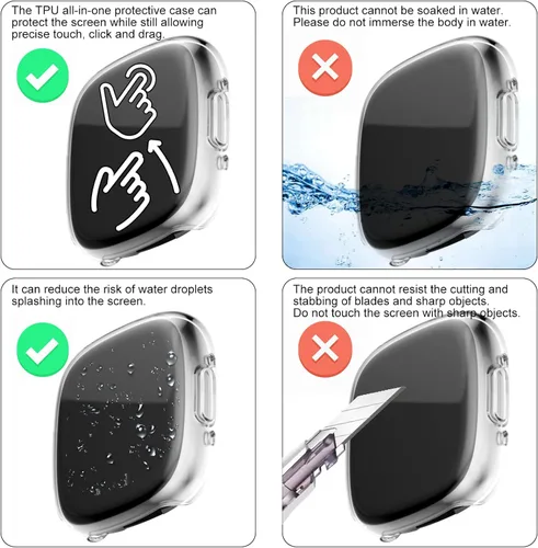 Miniatura 5 de Rc-Z Funda protectora para Fitbit Sense & Versa 3 con protector de pantalla, paquete de 4, material de TPU antiarañazos, compatible con versiones