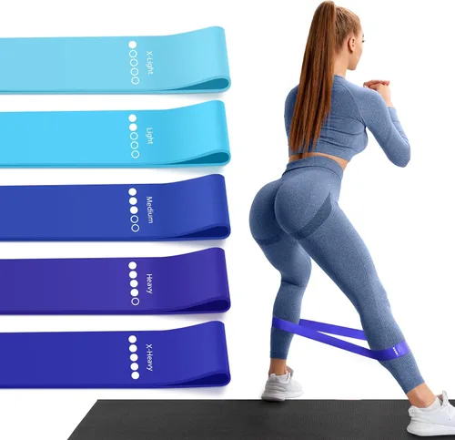 Bandas de resistencia para entrenamiento, bandas de ejercicio de resistencia de 5 niveles con bolsa tejida, bandas para entrenamiento de mujeres y