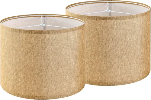 Miniatura 28 de GO&SO Pantallas de Lámpara de Tambor Medianas de Lino Natural de 13" Superior x 13" Inferior x 10" de Alto (Spider) Pantalla Moderna Beige Gris