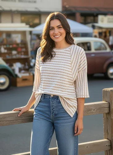 Miniatura 4 de Dokotoo Camisetas de verano para mujer, camisetas de gran tamaño para mujer, a rayas, bloques de color, manga corta, cuello redondo, blusas casuales