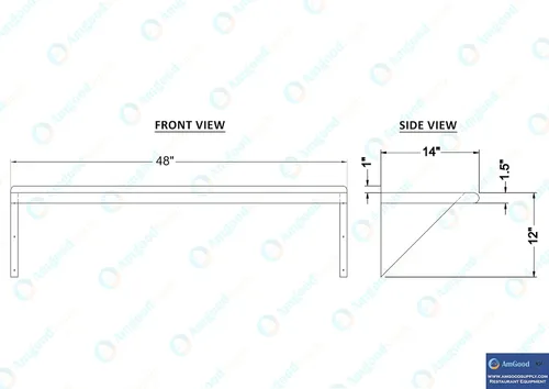 Miniatura 5 de AmGood Estante de pared de acero inoxidable de 48 pulgadas de largo x 14 pulgadas de profundidad Certificado NSF Estantería de metal